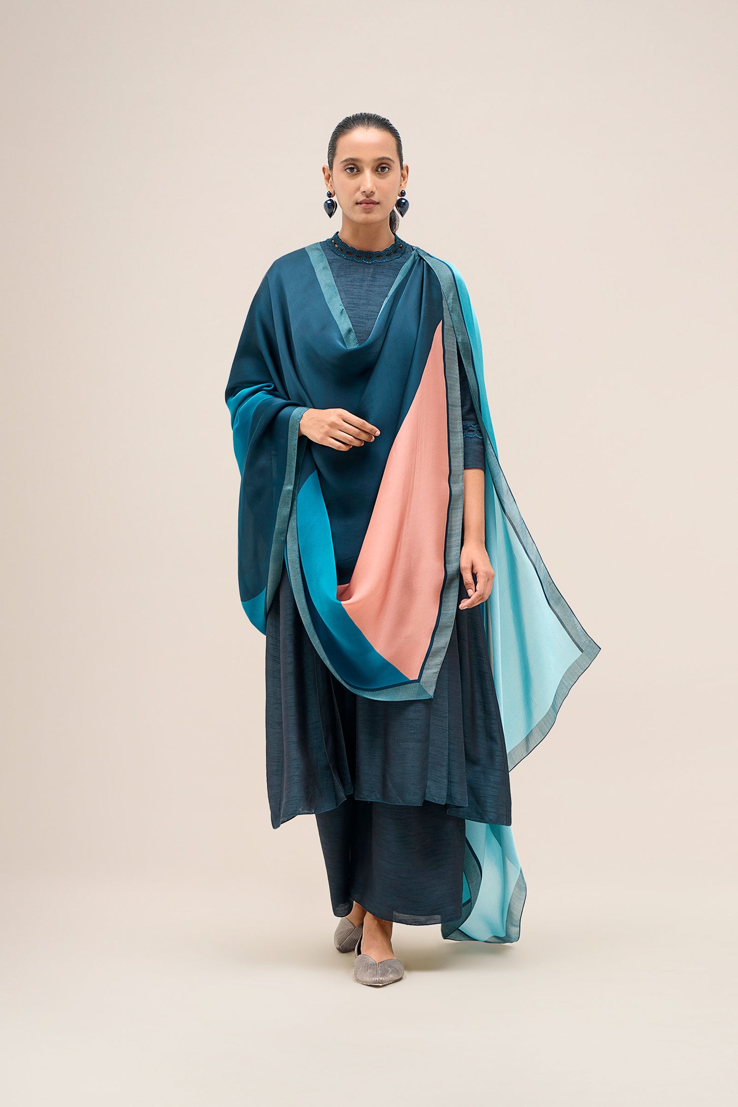  Chanderi Shiloh Kurta Set – Blue