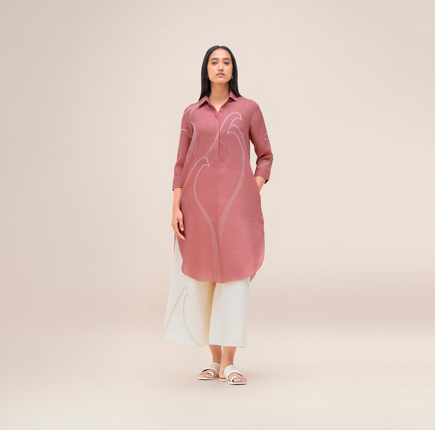  Linen Yuhina Tunic Set – Pink