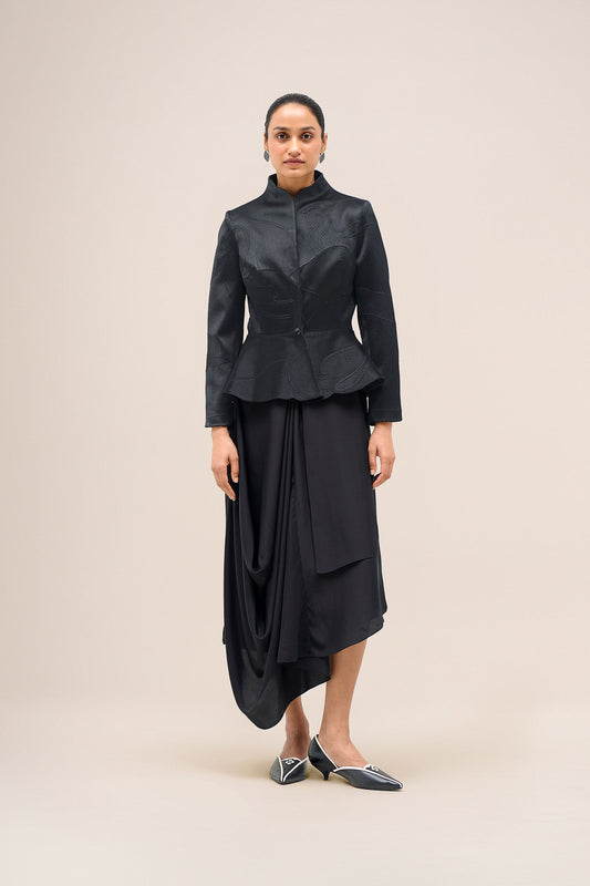 Chanderi Layla Jacket Set – Black