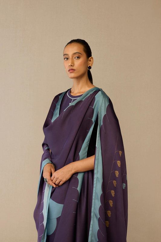 Chanderi Viha Kurta Set – Purple