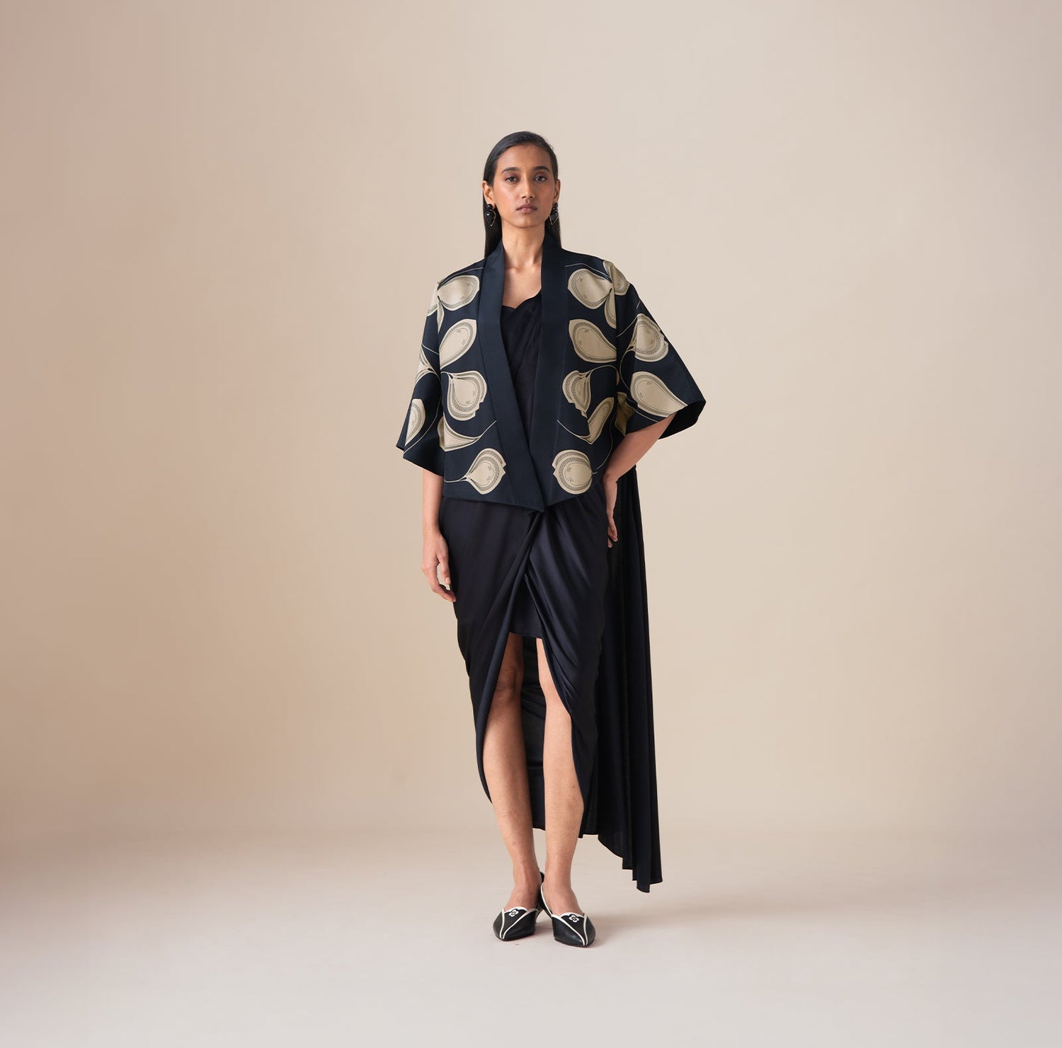  Habutai Sidra Jacket Set – Black