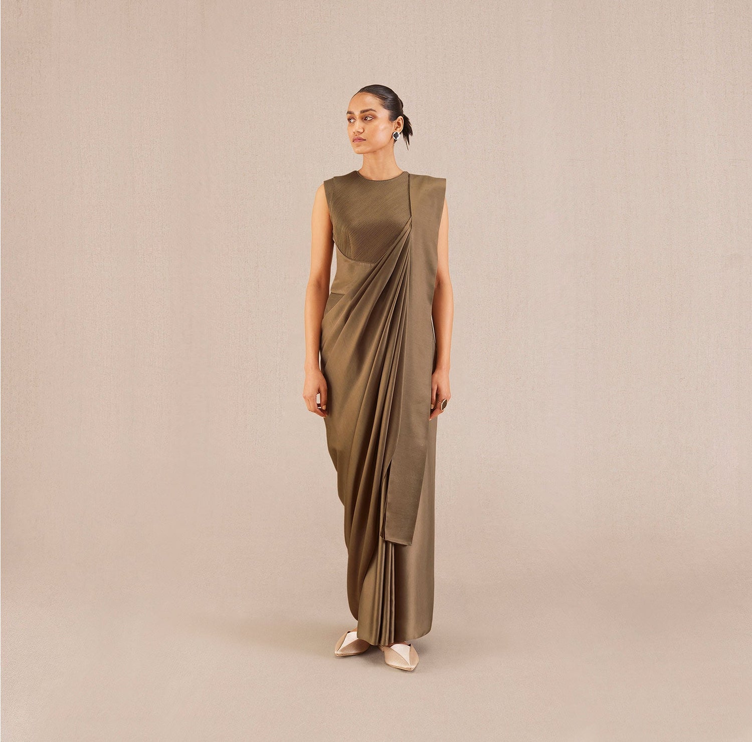 Ila Saree - Taupe