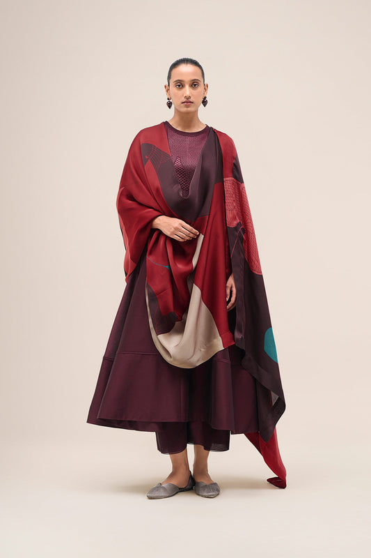 Chanderi Kainaz Kurta Set – Red