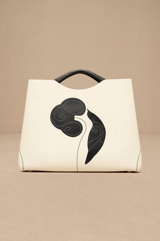 Faux Lether Dilbandi Tote Bag – Ivory