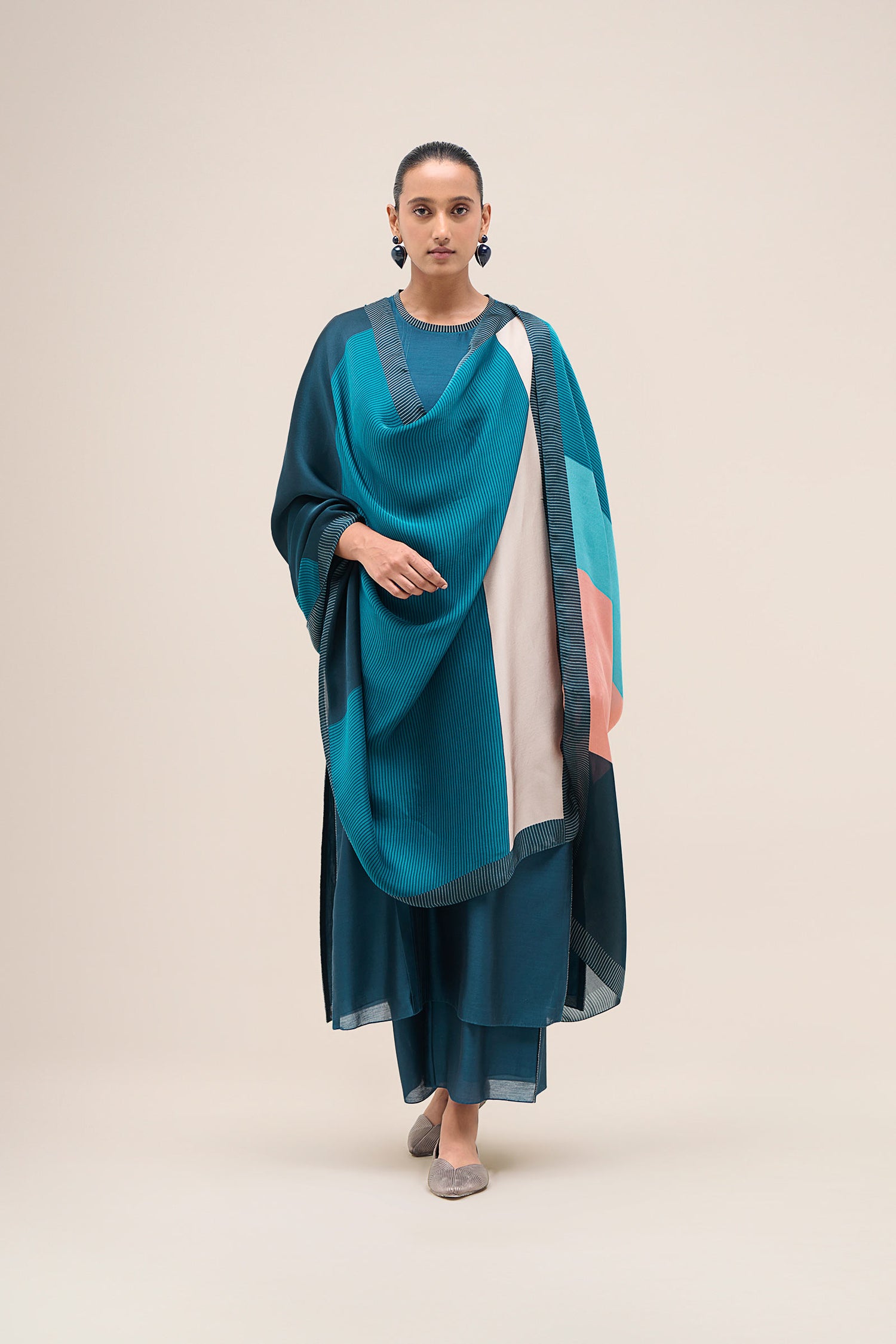  Chanderi Safira Kurta Set – Blue