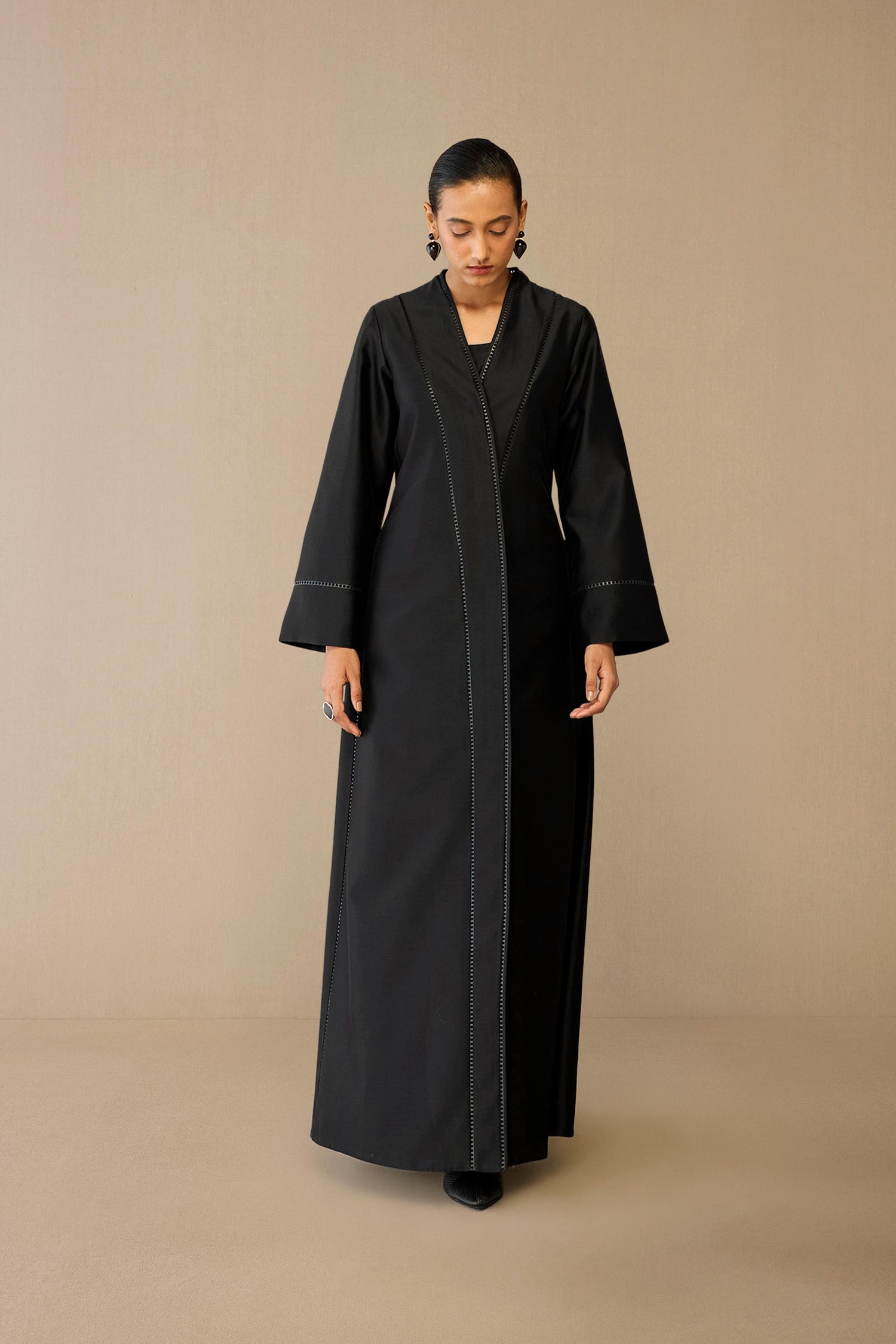  Chanderi Nazia Abaya Set – Black