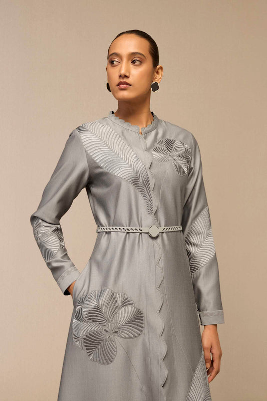 Chanderi Gul Abaya – Grey