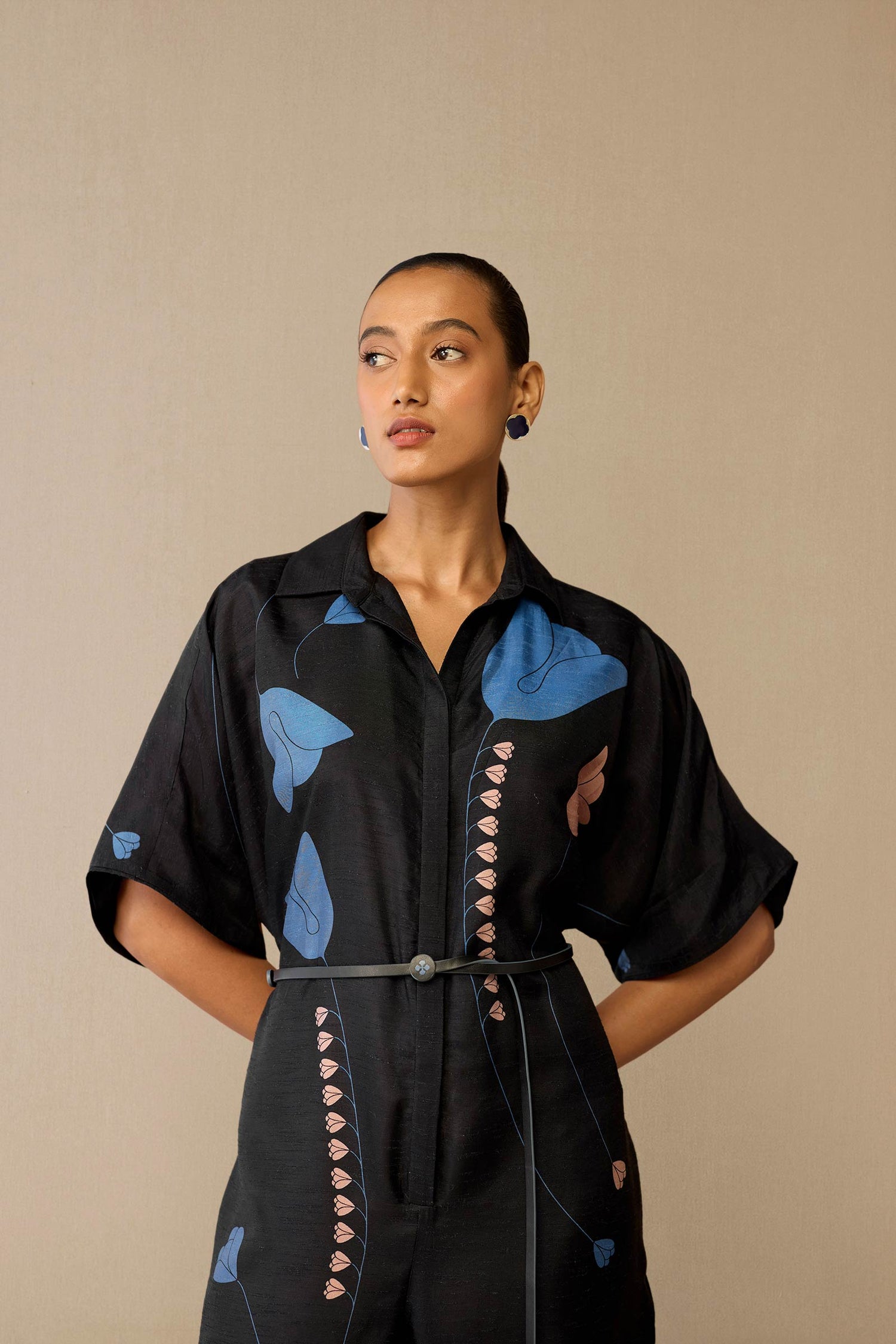  Silk Romillie Jumpsuit – Black