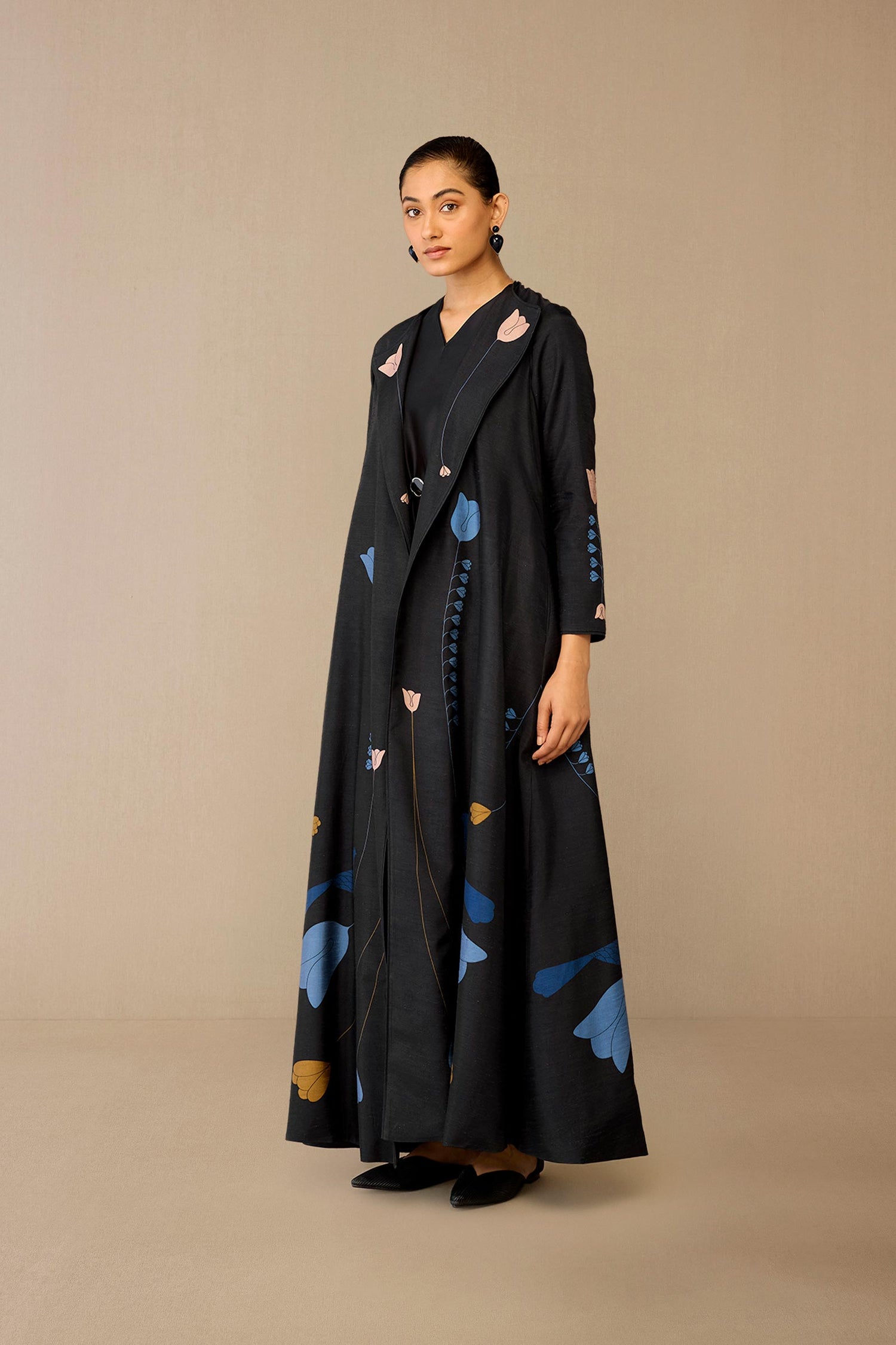  Silk Fiza Abaya Set – Black