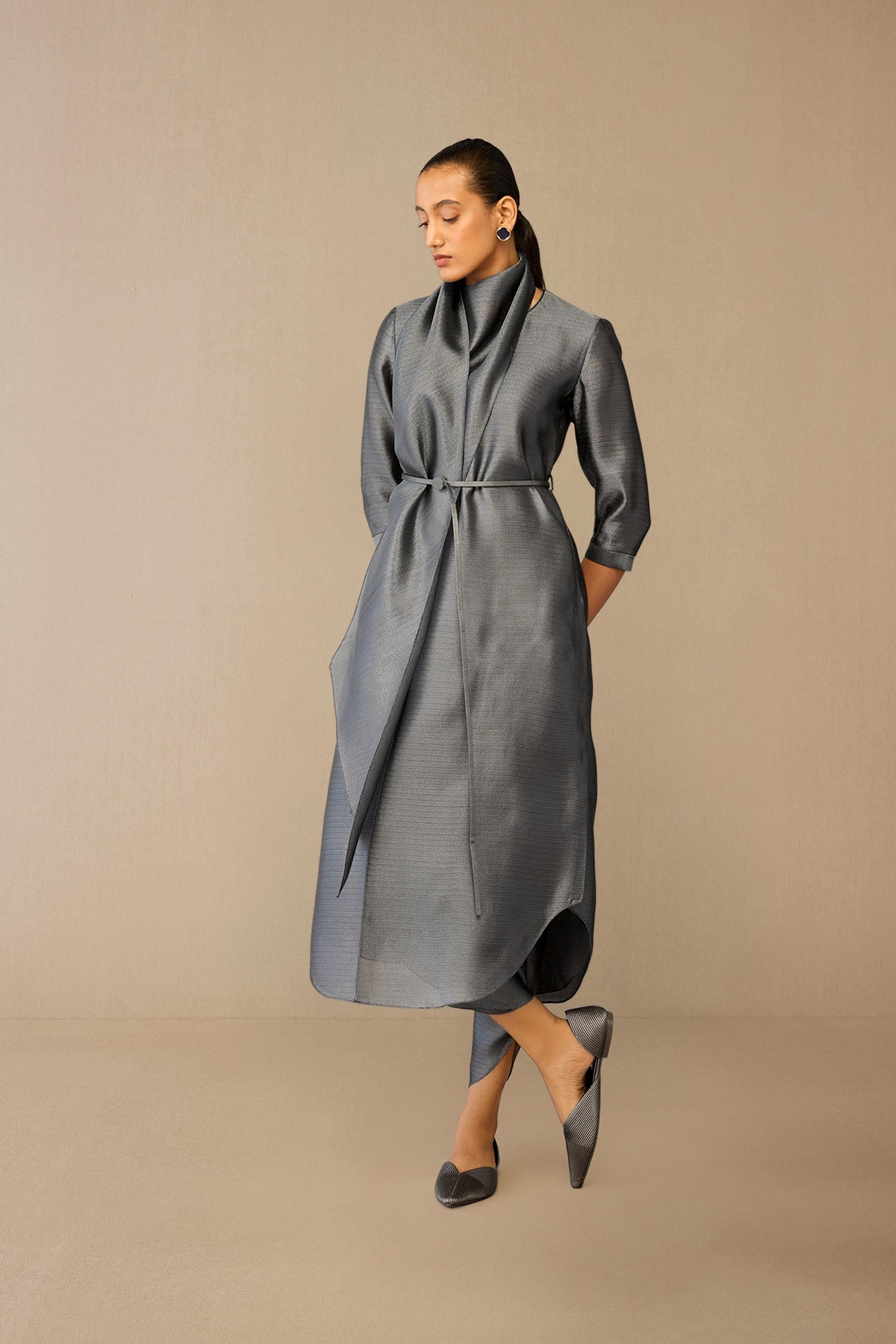  Brocade Avaia Tunic Set – Grey