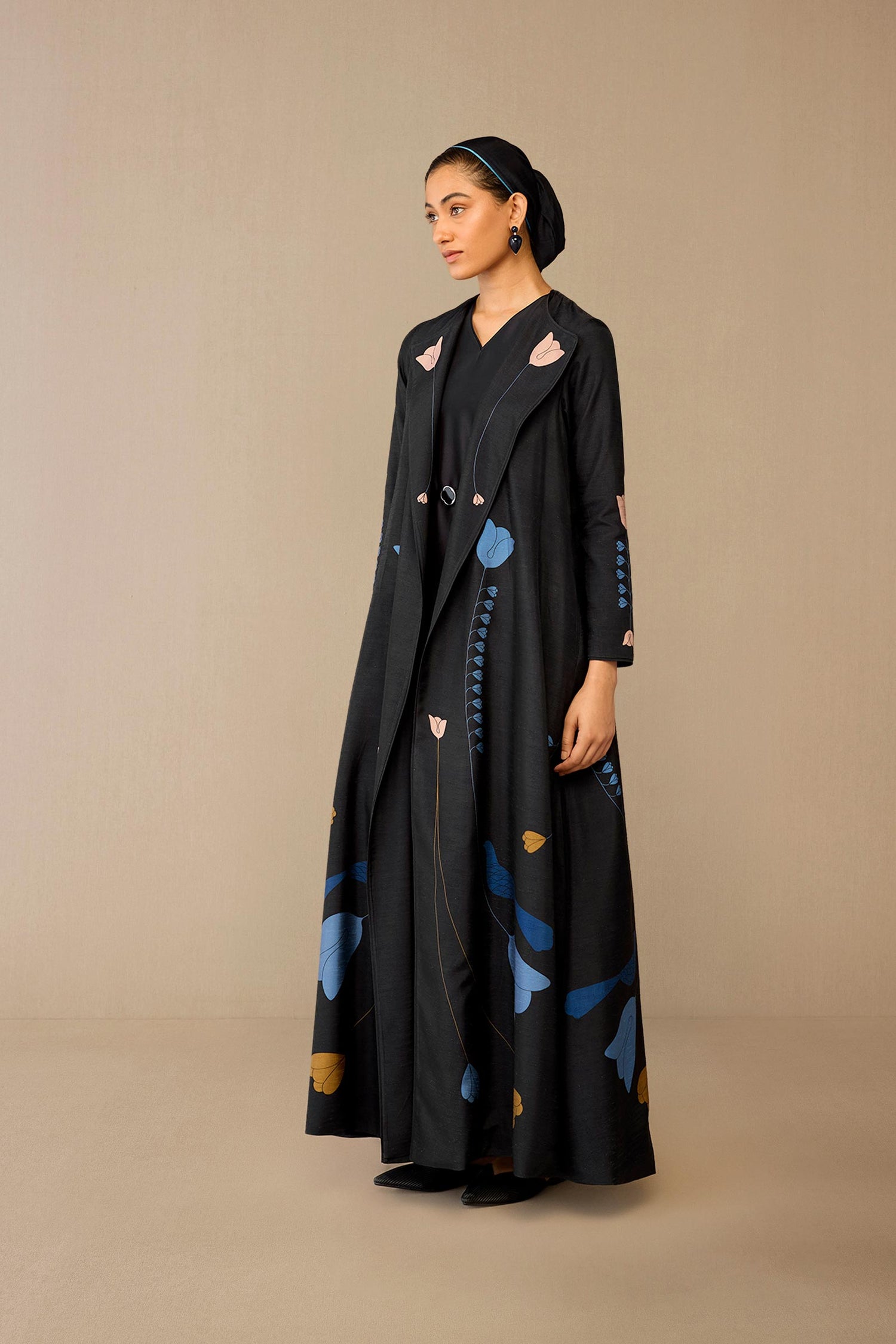  Silk Fiza Abaya Set – Black