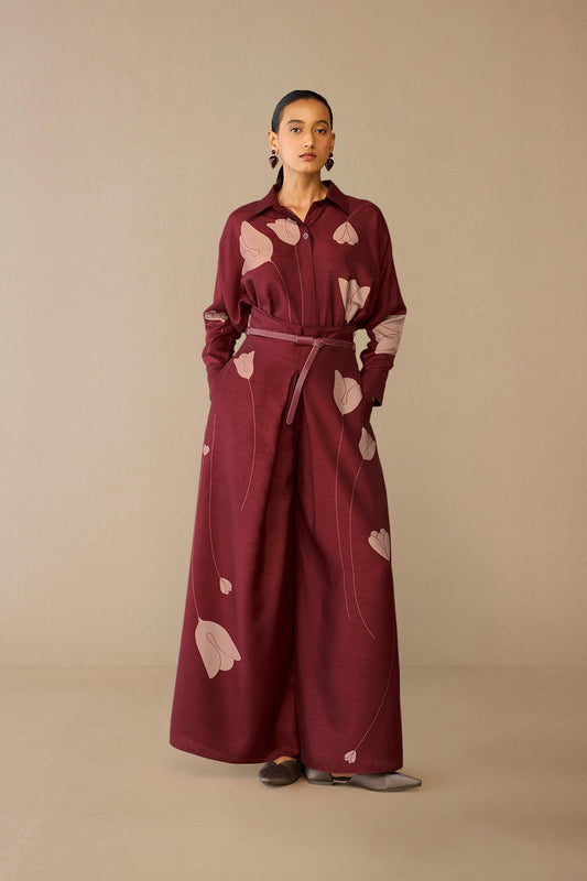Silk Odele Shirt Set – Red