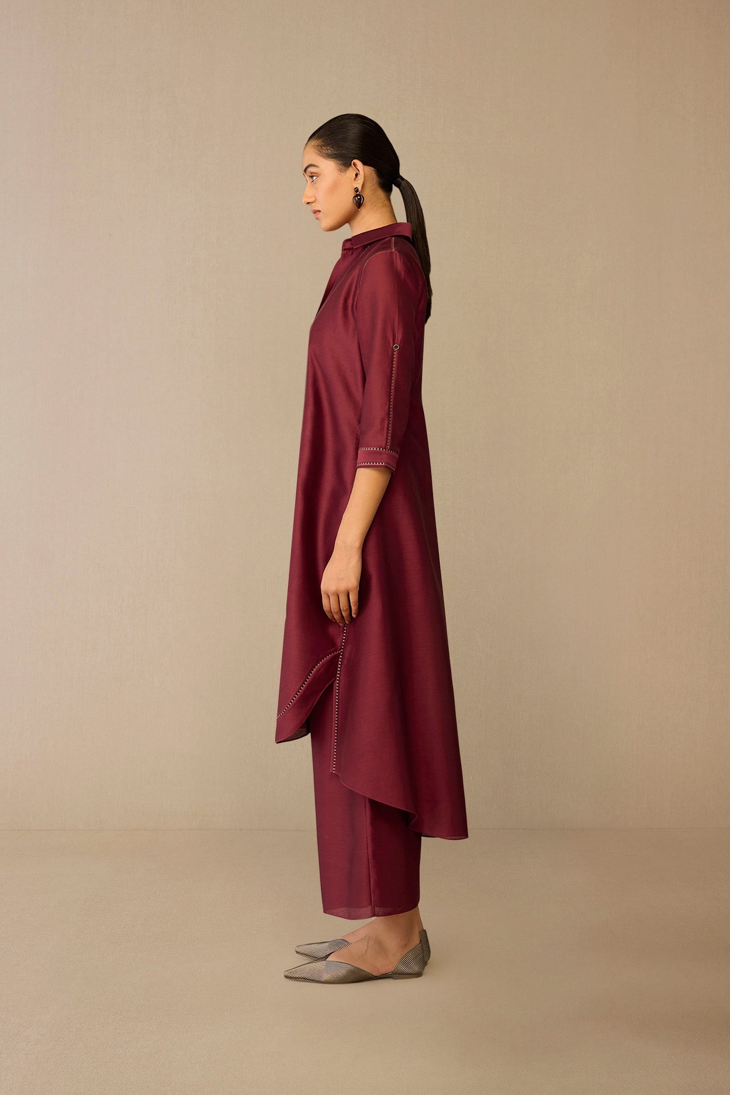  Chanderi Kasra Jacket Set – Red