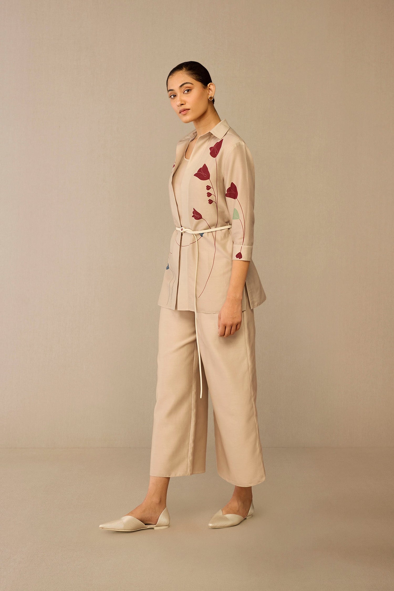 Chanderi Sarai Shirt Set – Beige