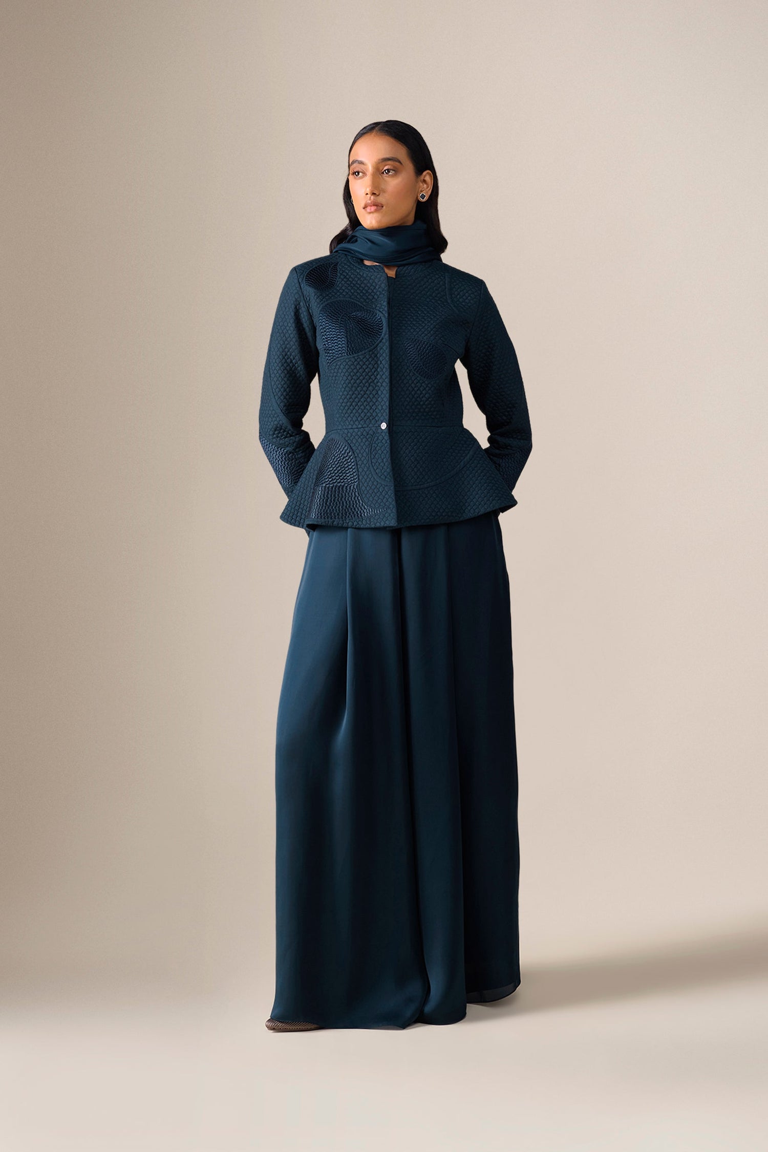  Silk Valla Jacket Set – Blue