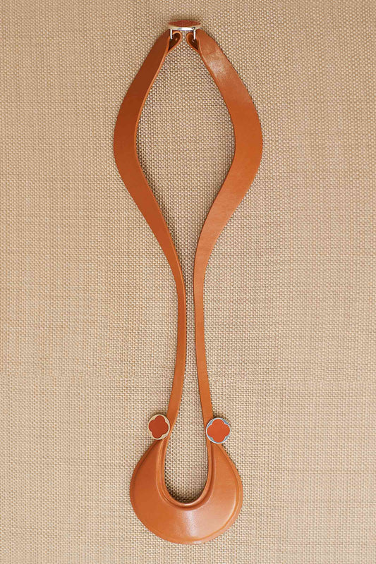 Faux Leather Aaiza Neck Piece – Orange