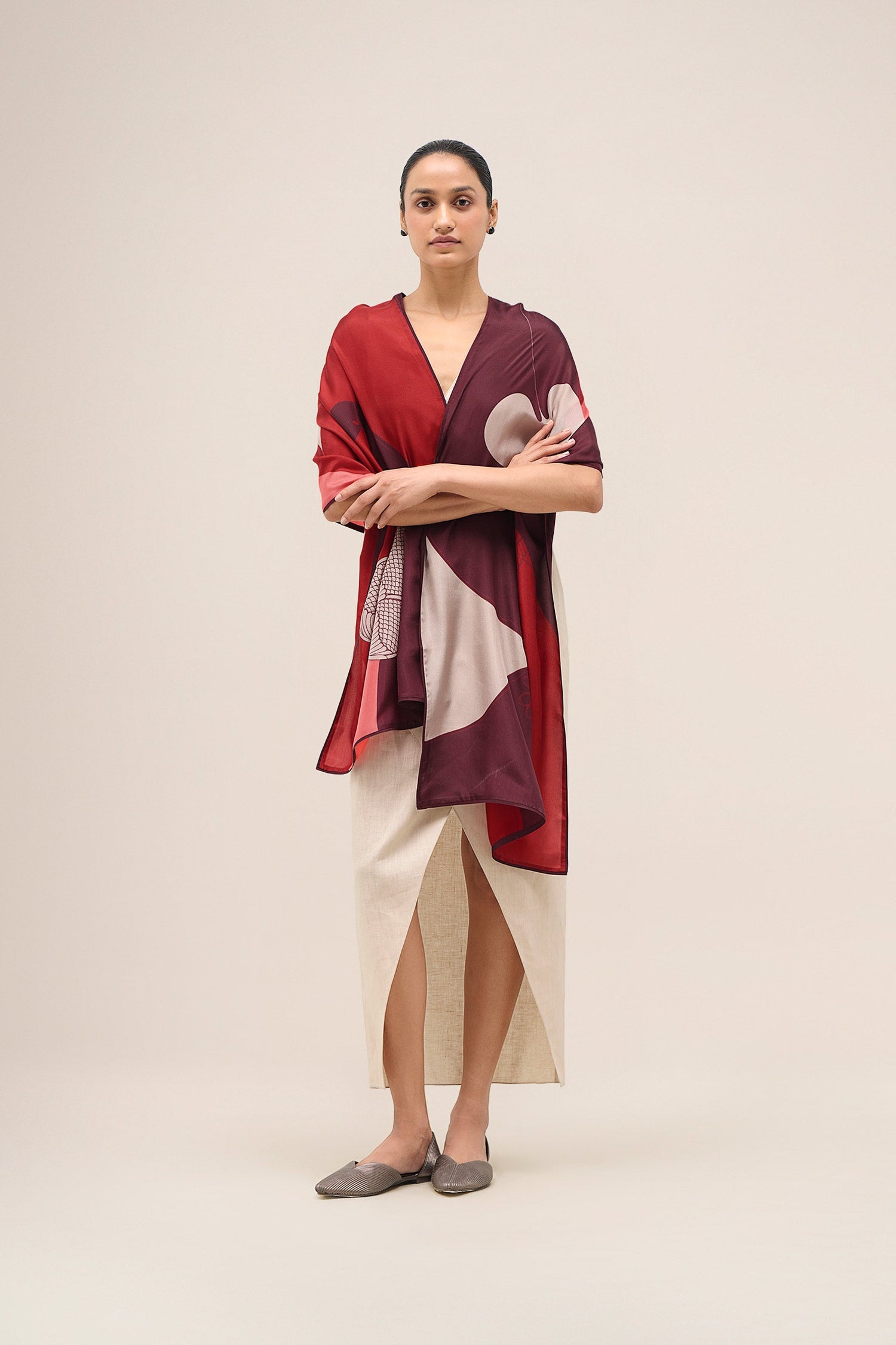  Silk Shabgul Scarf – Red