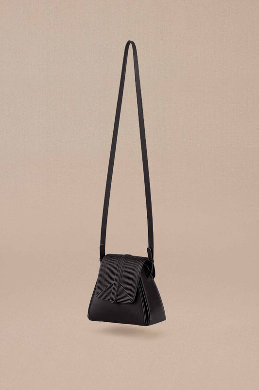 Faux Leather Naia Shoulder Bag – Black