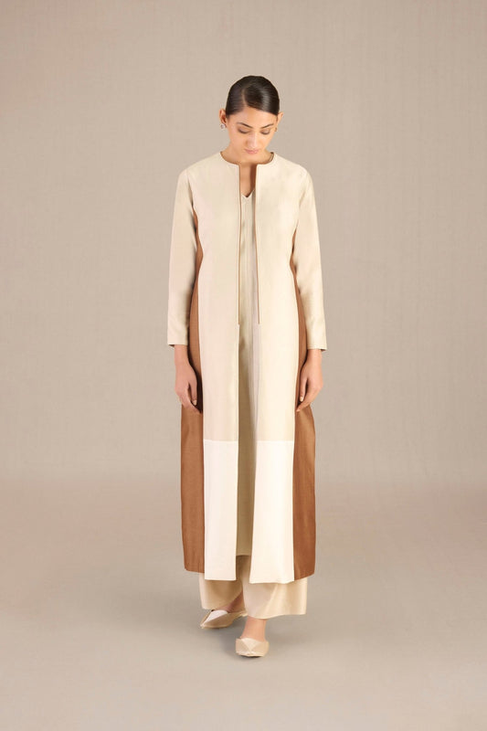 Chanderi Sumaya Jacket Set – Beige