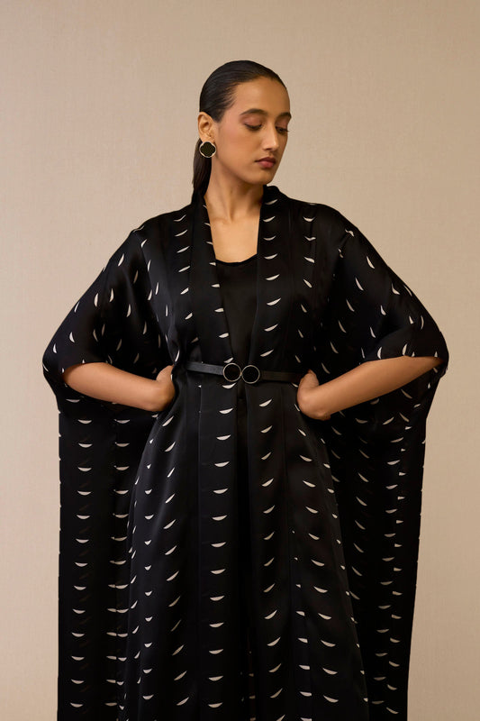 Organza Dilkashi Cape Set – Black