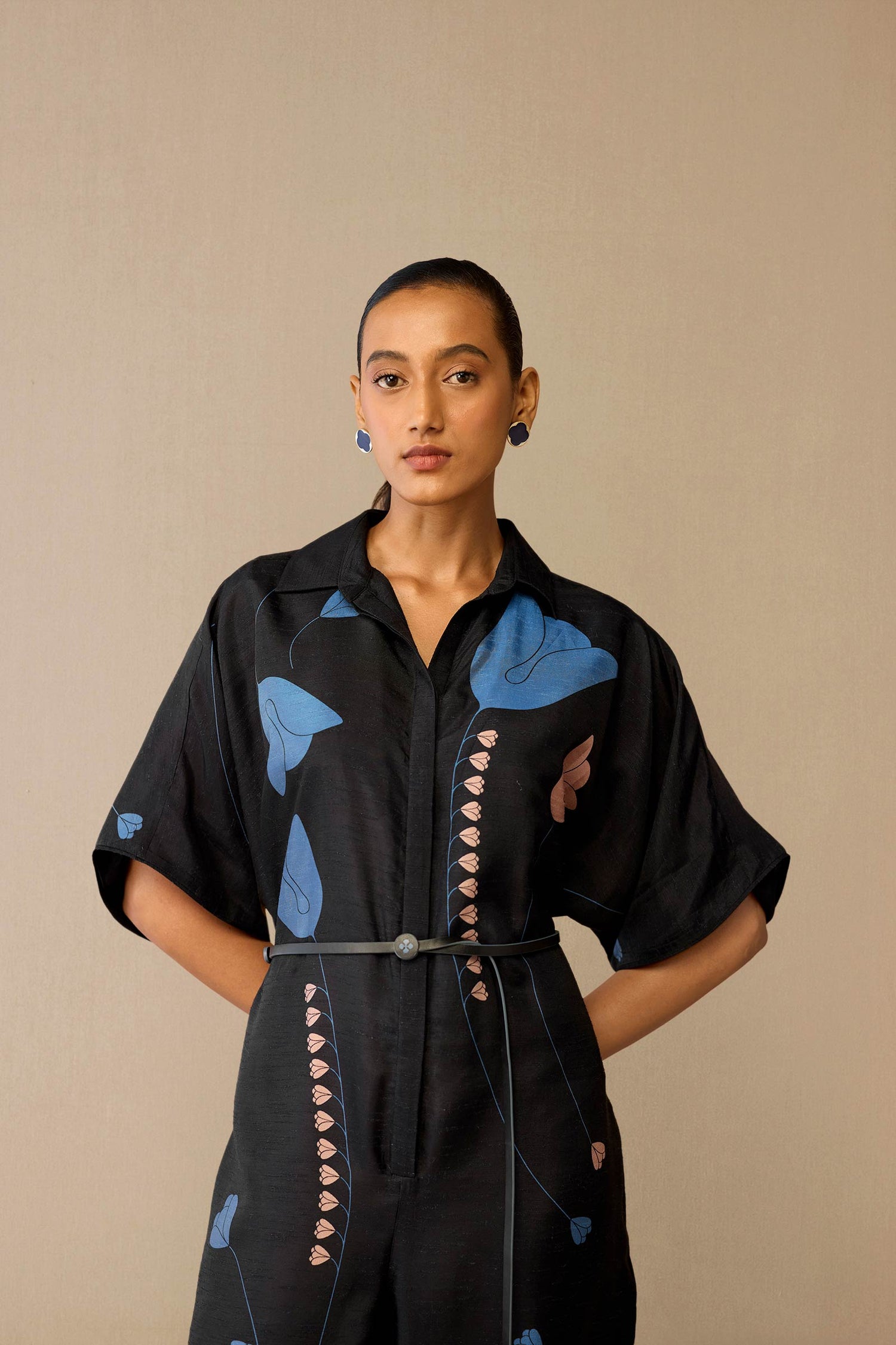  Silk Romillie Jumpsuit – Black