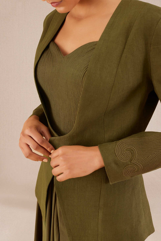 Linen Raha Jacket Set – Green