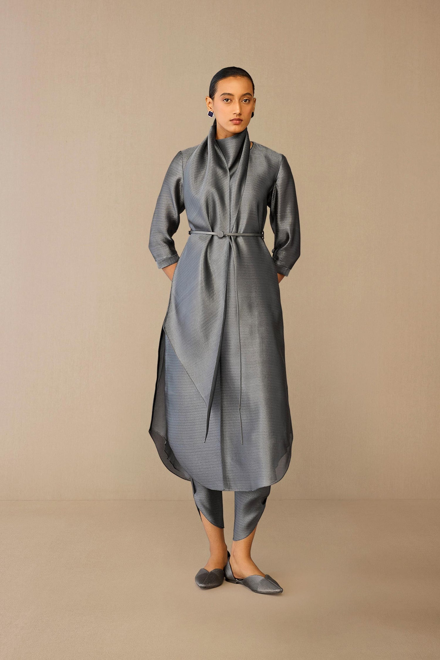  Brocade Avaia Tunic Set – Grey
