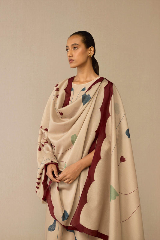Chanderi Azran Kurta Set – Beige