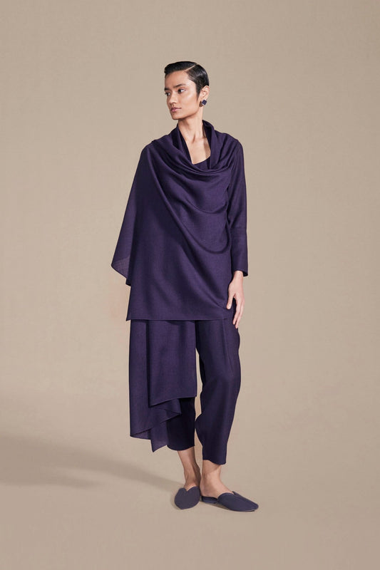 Wool Alya Cape Set – Purple