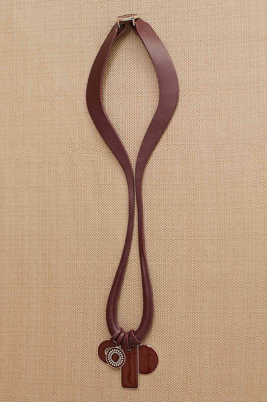 Faux Leather Ellie Neck Piece – Brown