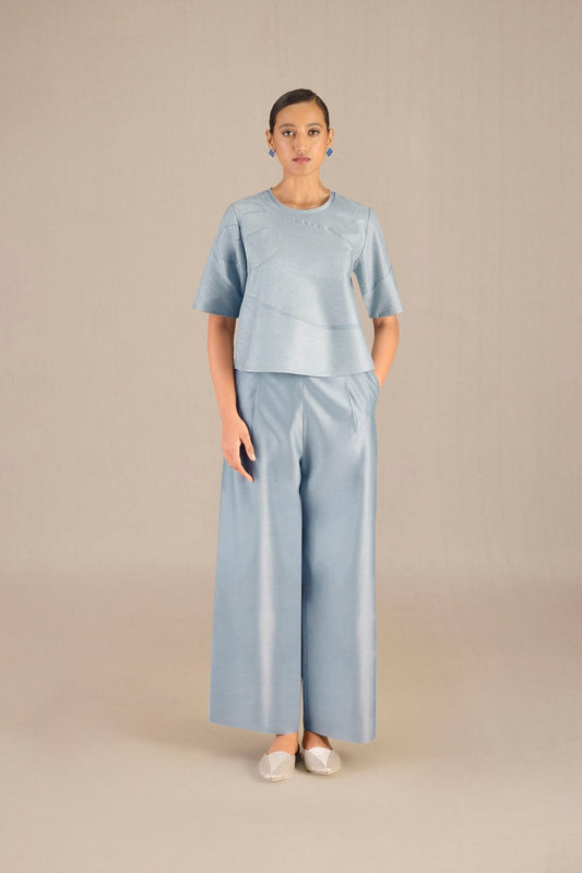Chanderi Lea Top Set – Blue