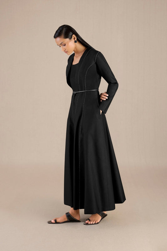 Chanderi Asna Abaya Set – Black