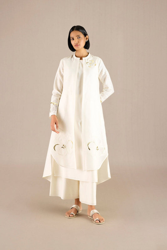 Chanderi Zarna Jacket Set – Ivory