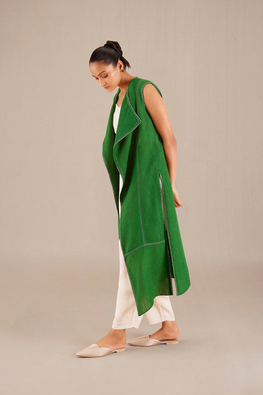 Linen Fluer Jacket Set – Green
