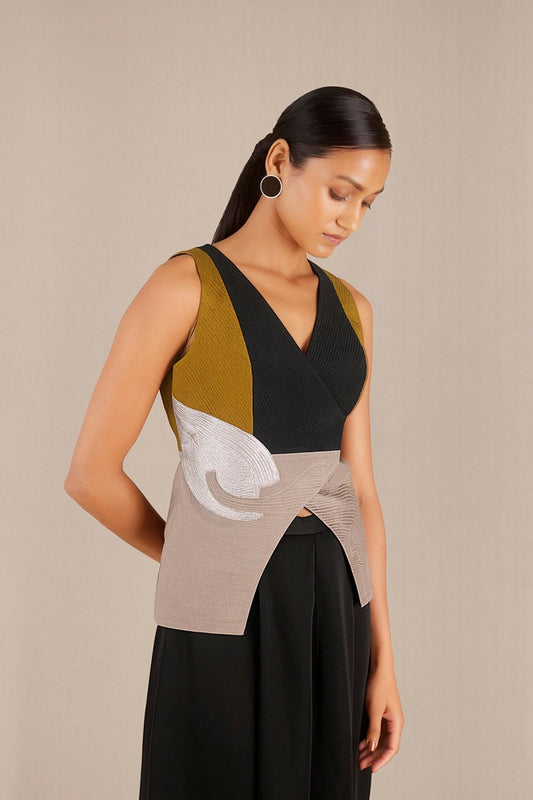 Chanderi Layla Waistcoat – Black