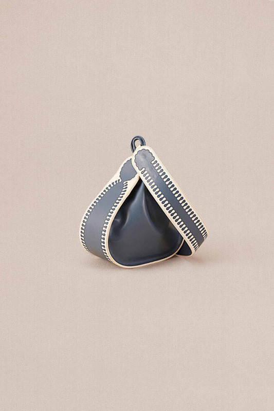 Faux Leather Nusrat Bucket Bag – Blue