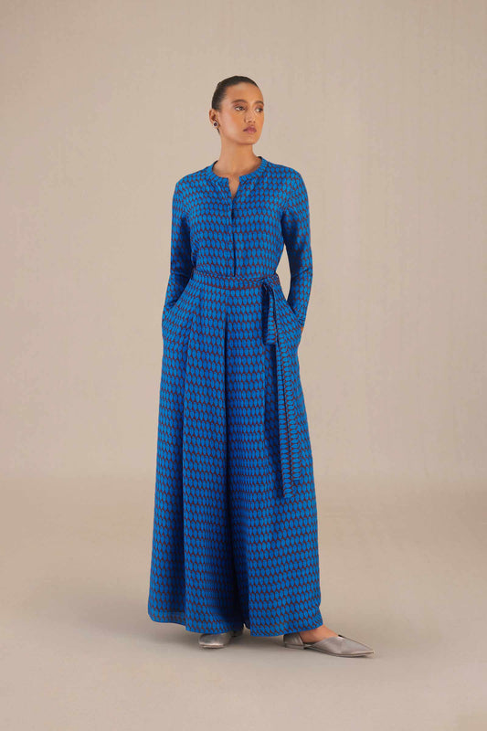 Silk Aahrzu Shirt Set – Blue