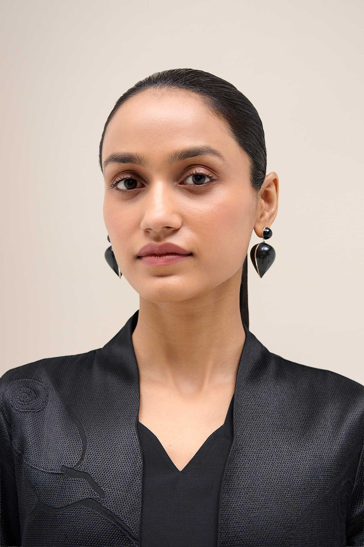  Chanderi Shabana Abaya Set – Black