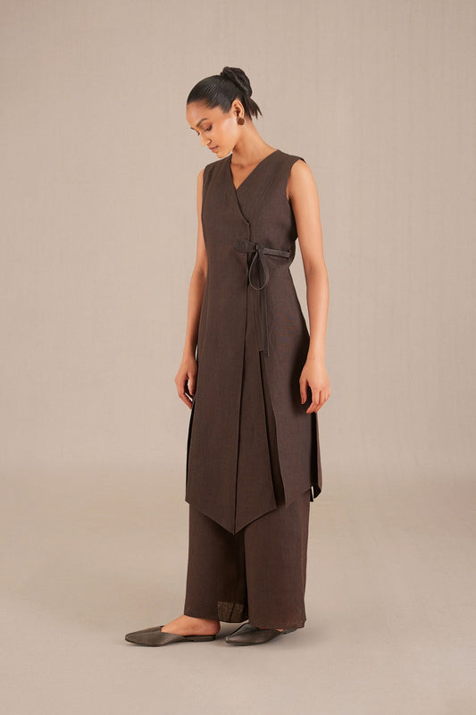 Linen Nailah Tunic Set – Brown