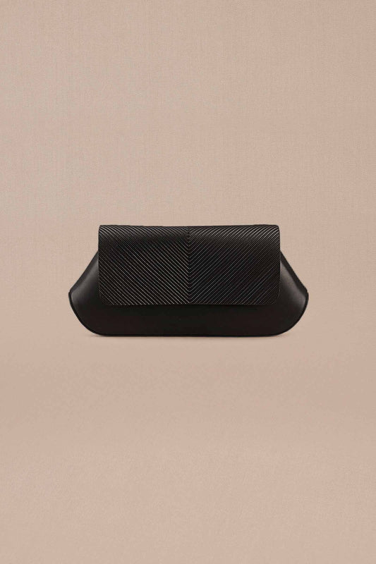 Faux Leather Azra Clutch – Black
