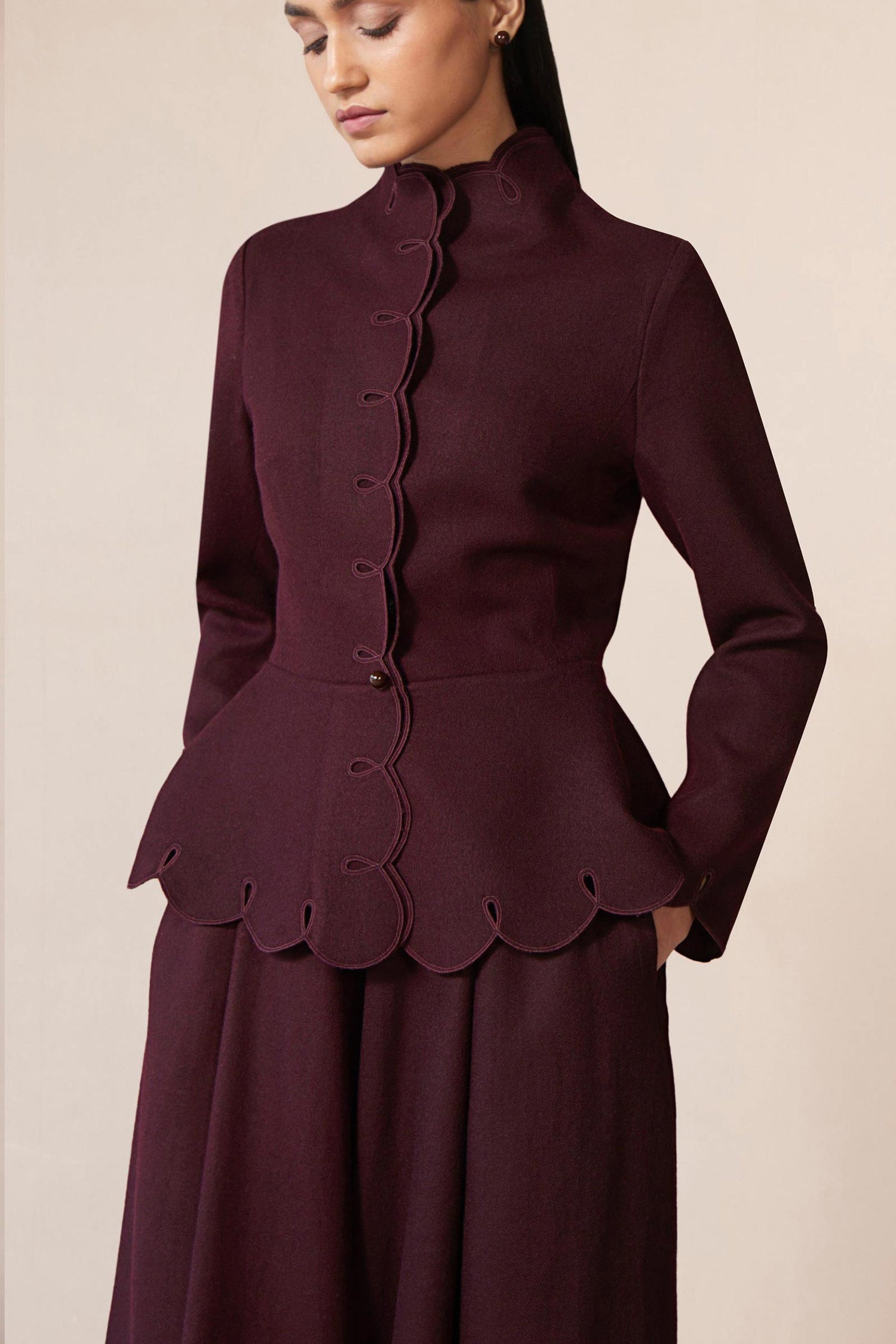  Wool Medha Jacket Set – Red