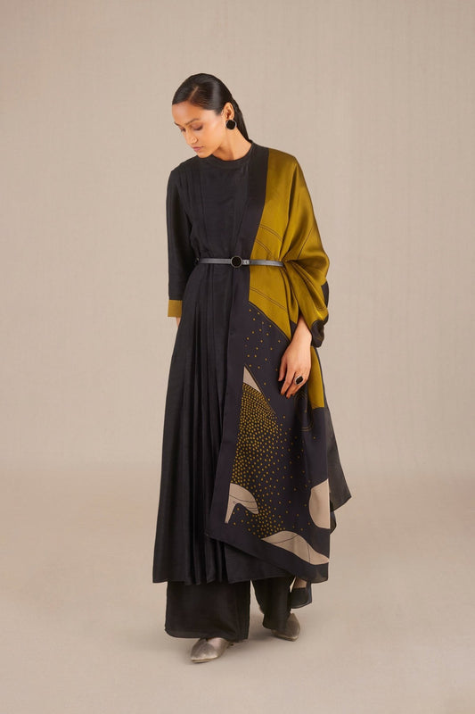 Silk Rafa Kurta Set – Black