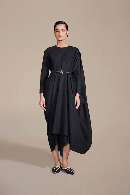 Wool Nura Saree – Black