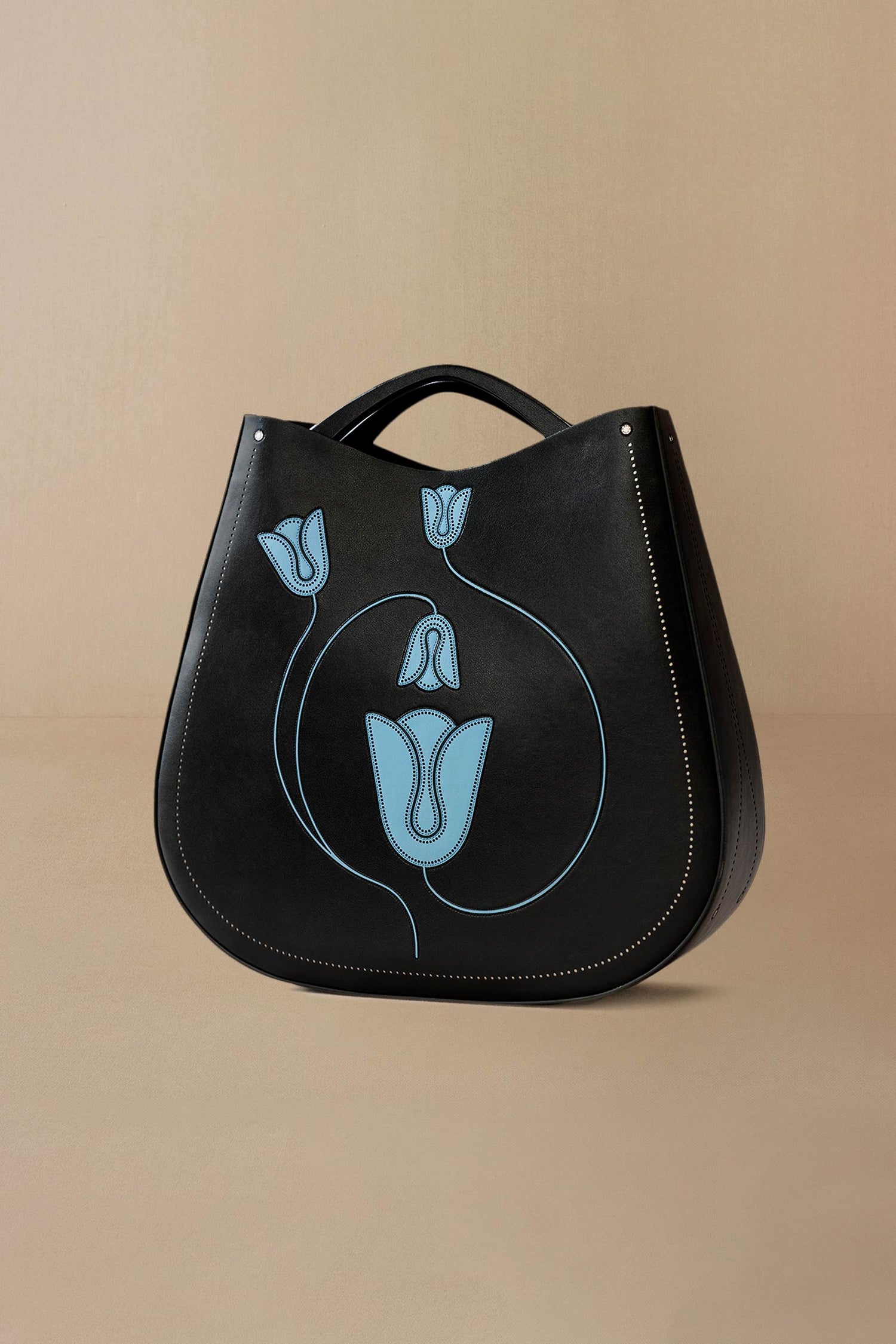 Faux Leather Mesina Tote Bag – Black