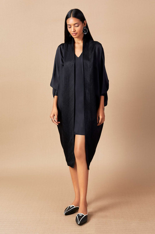 Organza Myrah Cape Set – Black