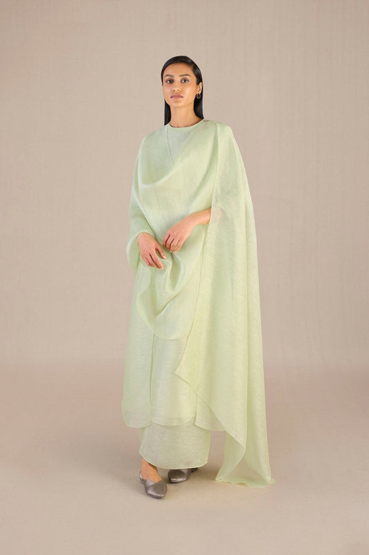 Linen Adiva Kurta Set – Green