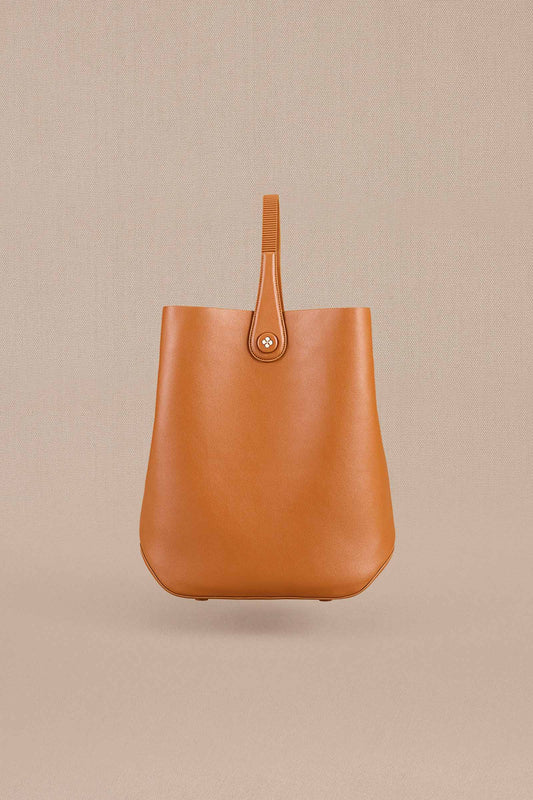 Faux Leather Maira Bucket Bag – Orange
