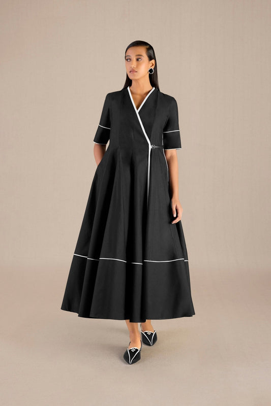 Chanderi Wafa Dress – Black