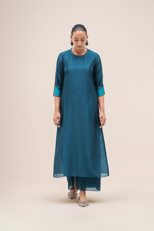 Chanderi Shiloh Kurta Set – Blue