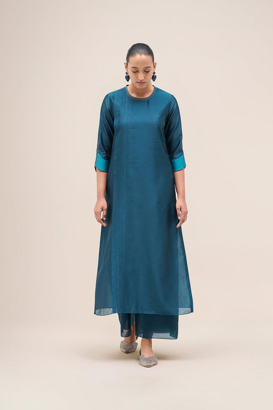 Chanderi Safira Kurta Set – Blue